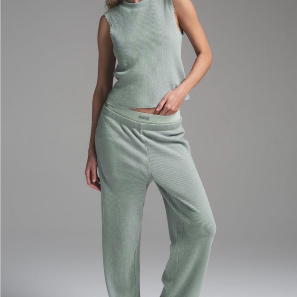 Skims heavy waffle straight leg Pants in Vapor